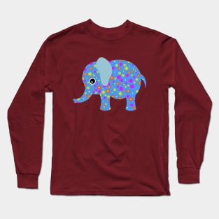 Cute Baby Elephant Flower Floral Art Design Long Sleeve T-Shirt